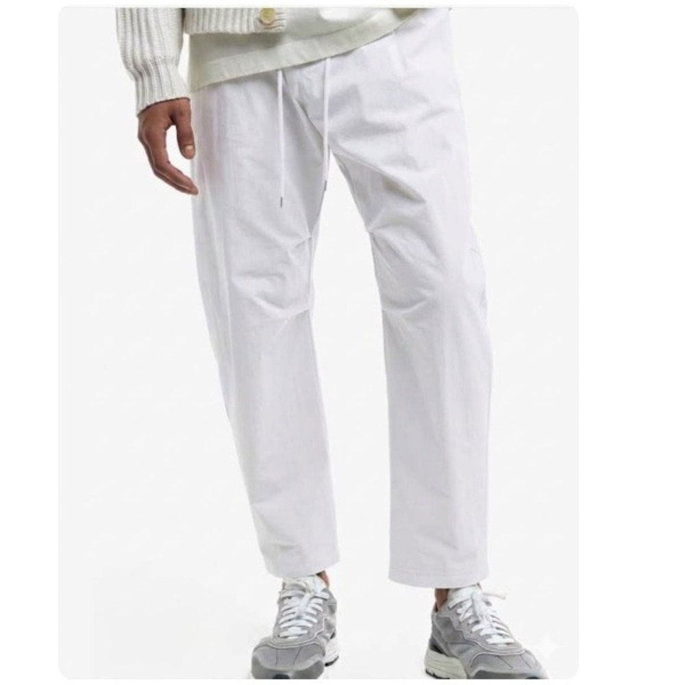 NWT John Elliott Relaxed Studio Cropped Trousers White Men's Size 4 XL Pleated